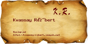 Kvassay Róbert névjegykártya